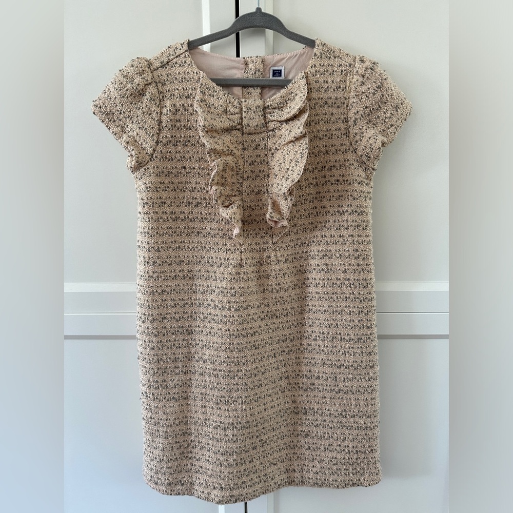 Janie and Jack girls dress in tweed in pink silver white with ruffle